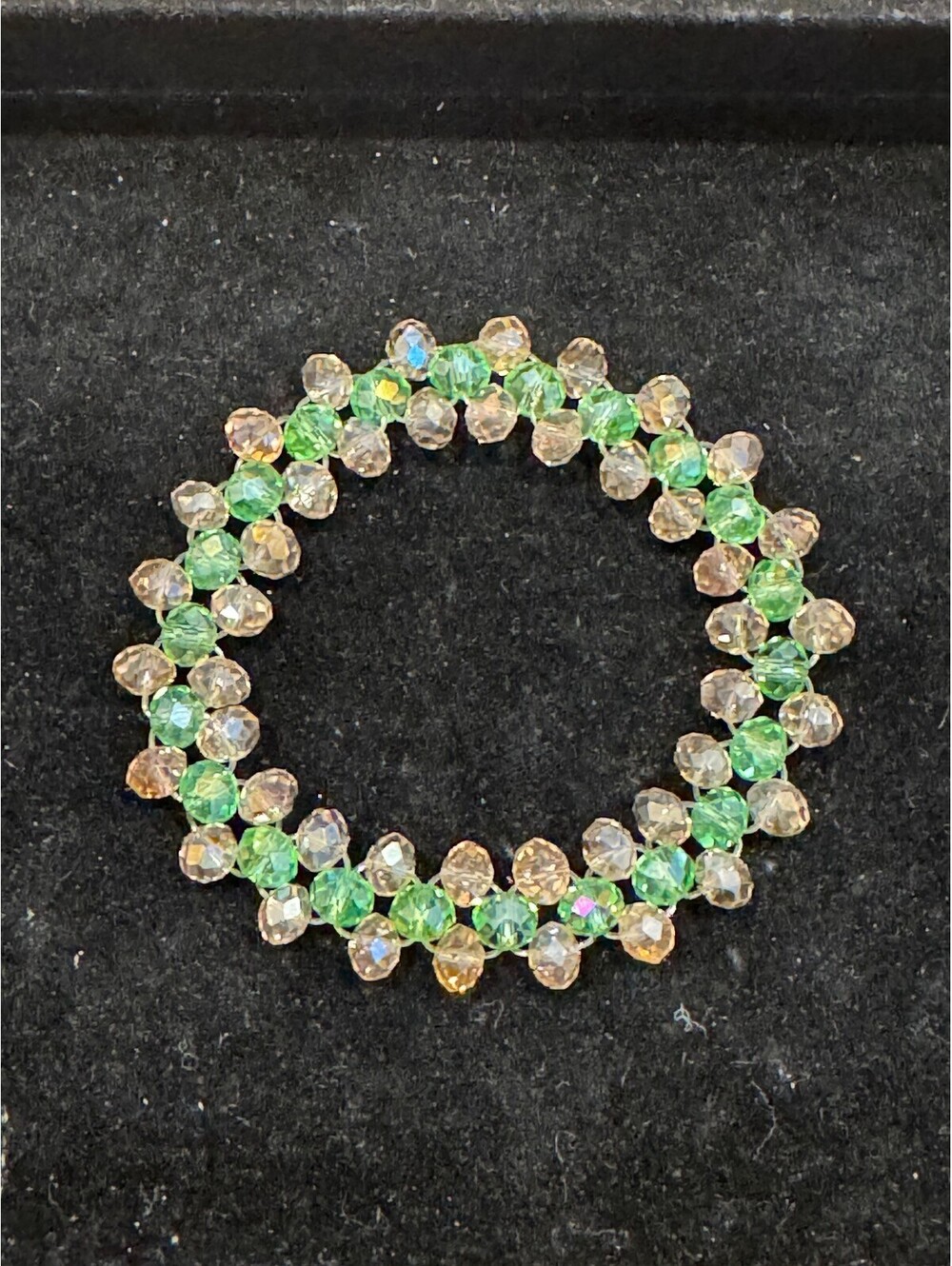 Green and Clear Crystal Wrap Bracelet